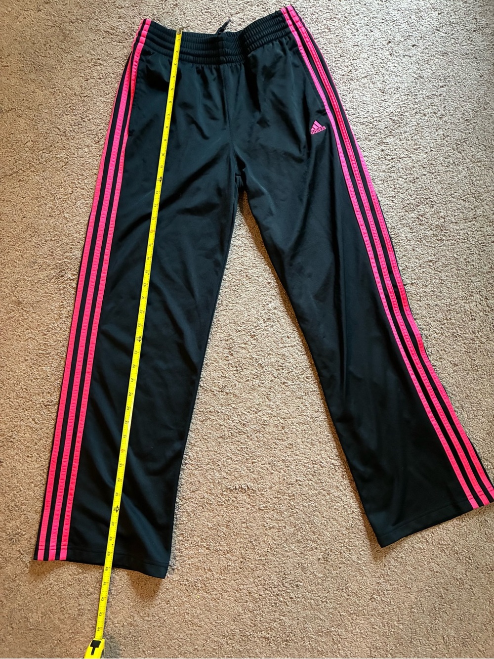Y2K Rare 2005 Adidas Women’s S Black Track Pants with Pink Stripes